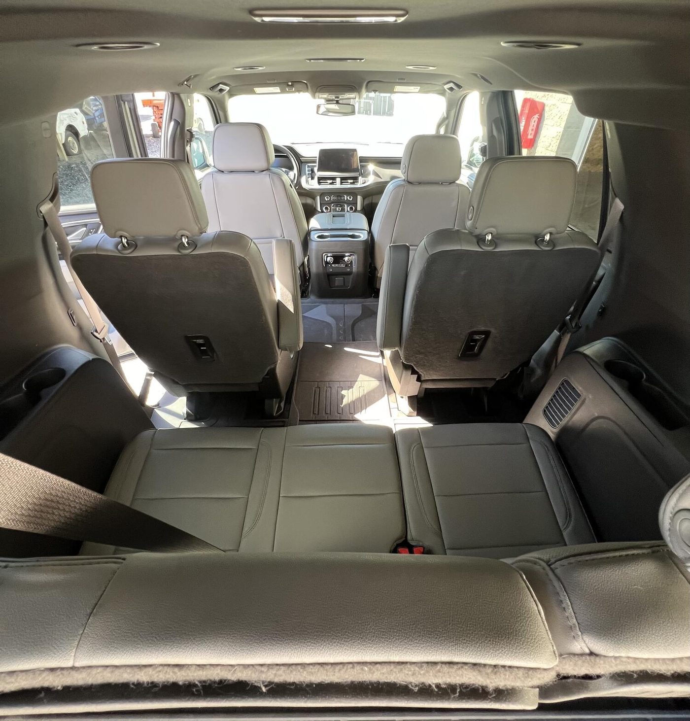 Spotless detailed SUV interior with clean leather seats by Refined Rides Detail & Tint in Yakima, WA